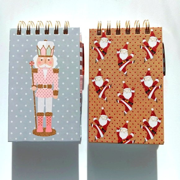NEW Christmas Spiral Bound Notepads with Pen Nutcracker Santa Gold Red Gifts - Picture 1 of 6